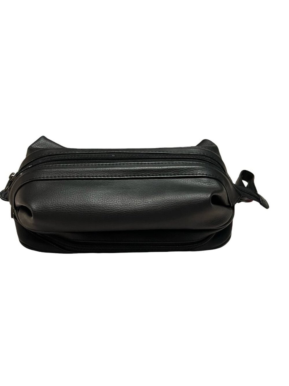 Vintage DOPP Black Faux Leather Toiletry Bag Travel Organizer Double Zip Case